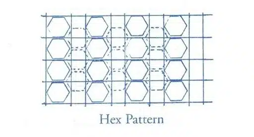 Hex pattern blueprint showing detailed geometric design for construction or engineering projects.