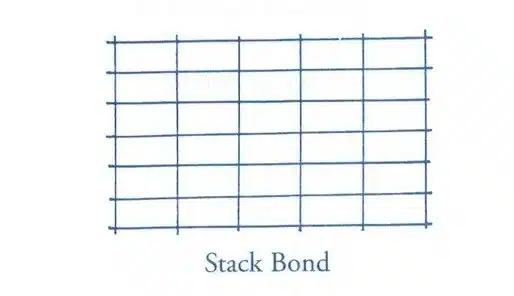 Stack Bond pattern diagram for tile installation or wall design, illustrating a staggered brick layout.