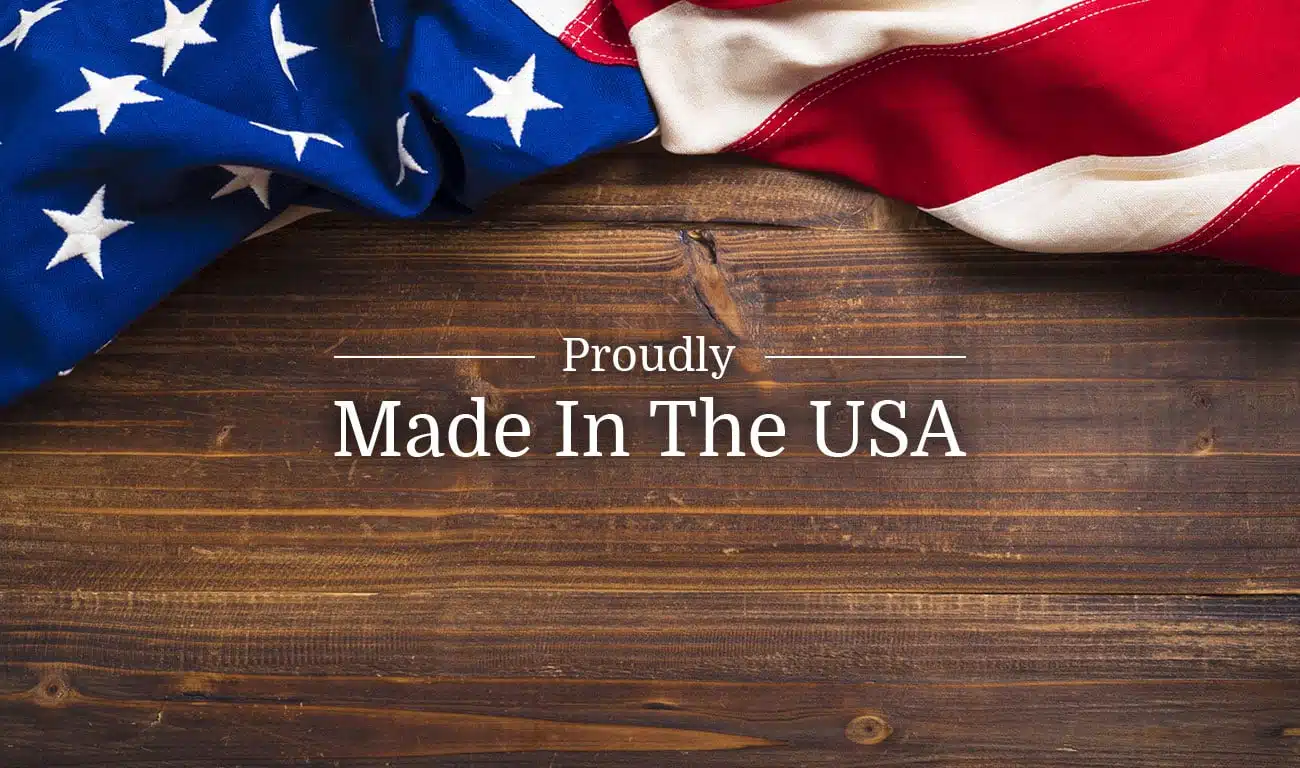 Made in the USA American flag fabric on wooden background, patriotic patriotic products, country pride, American craftsmanship, USA made merchandise, national symbols, USA manufacturing.