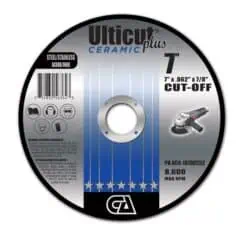 7-inch ceramic cut-off wheel for metal and stainless steel, ideal for professional grinding and cutting tools.