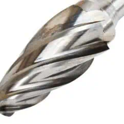 High-speed steel drill bit with a shiny, precisely cut spiral flute for metalworking and drilling applications. Designed for durability and accuracy in industrial use.