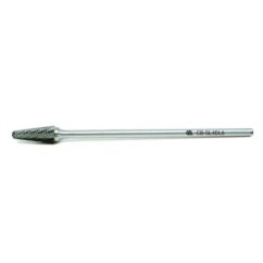 Double Cut Conical Ball Nose Tungsten Carbide Burr 6" Shank