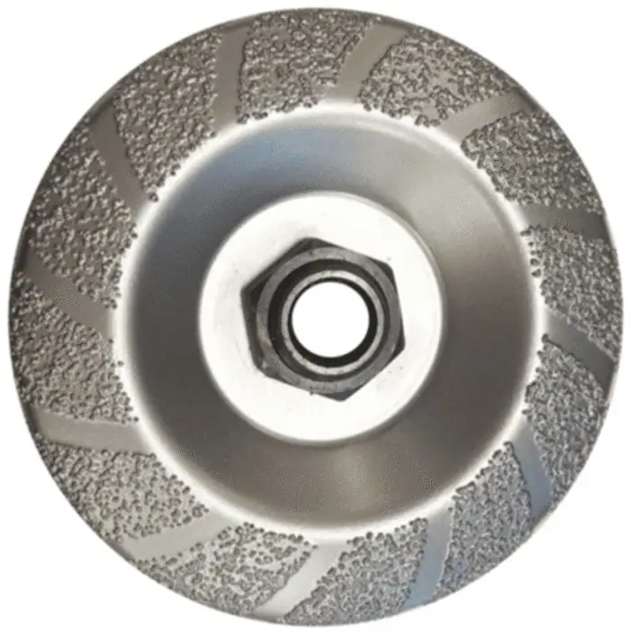 High-precision metal grinding wheel with coated abrasive surface, featuring central mounting hole and robust construction for industrial use.