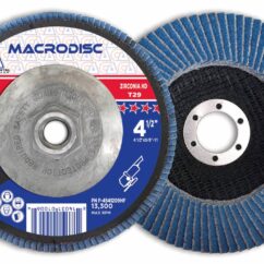 High-quality image of a Makrodisc grinding wheel with blue grit, suitable for industrial cutting and grinding applications, featuring detailed labeling and specifications for professional use.