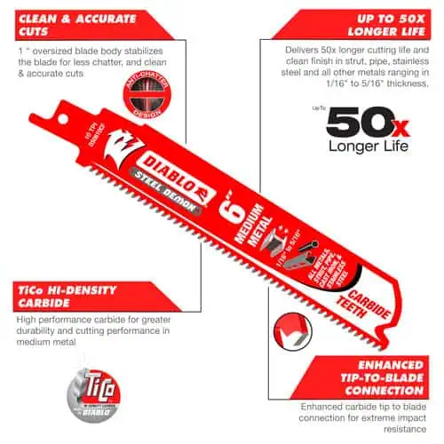 Freud Diablo Carbide Medium Metal Sawzall Blades