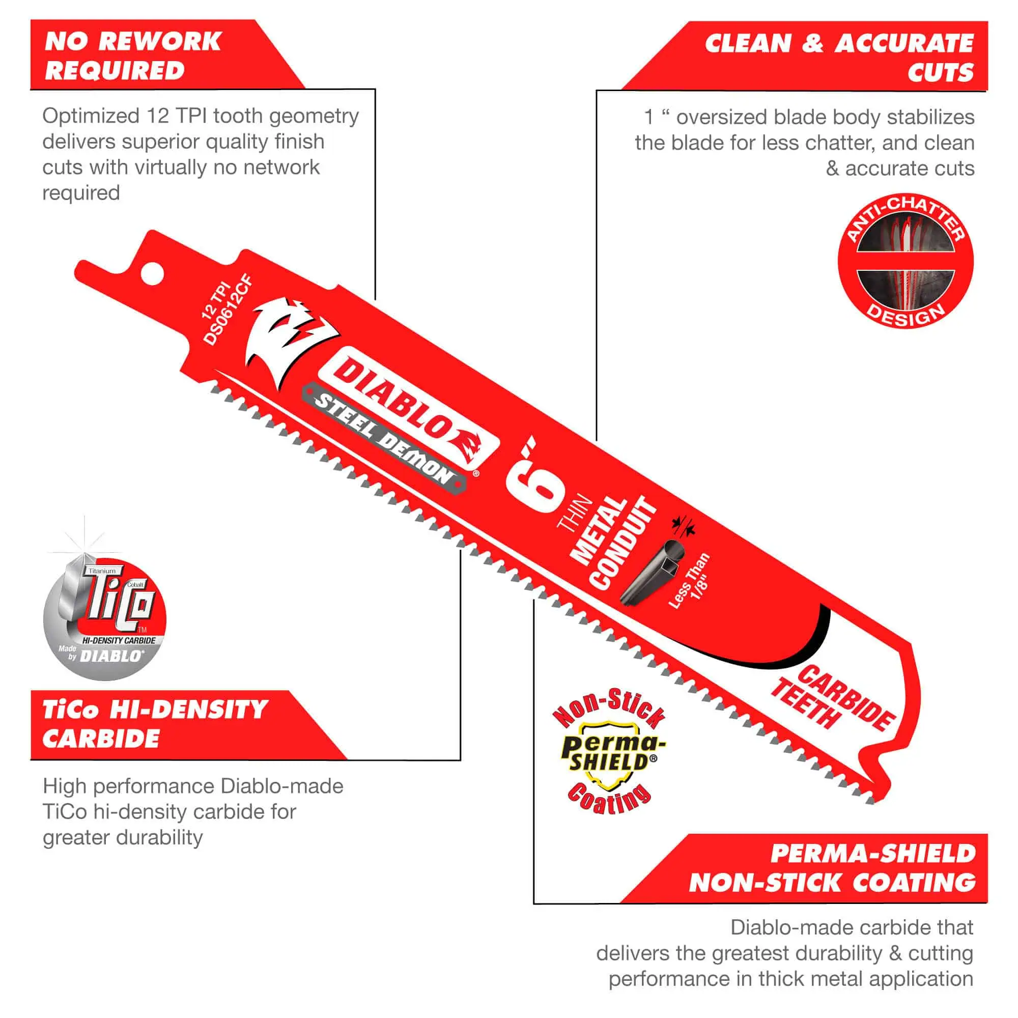 Freud Diablo Carbide Thin Metal Conduit Sawzall Blades