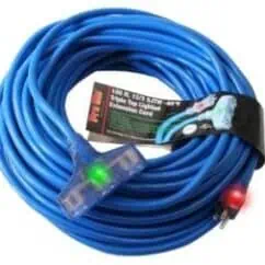 Blue Ethernet network cable with LED indicator, NIS Tools branding, and connector clips for networking and data transfer applications.