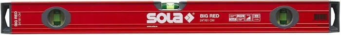Big Red Sola 24-inch spirit level for precise leveling and alignment in construction and DIY projects. Perfect for professional and home improvement tasks, ensuring accuracy in measurements.