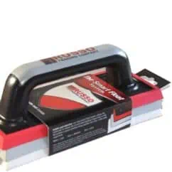 Heavy-duty push floor scraper with ergonomic handle for efficient removal of stubborn flooring materials, ideal for professional and DIY flooring projects.