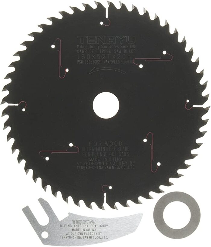TENRYU PLUNGE CUT 160MM X 52 TEETH FOR WOOD WITH RIVING KNIFE