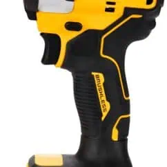 DeWalt 20V brushless cordless impact wrench, yellow and black power tool for construction and DIY projects, with ergonomic design and high torque for heavy-duty fastening tasks.