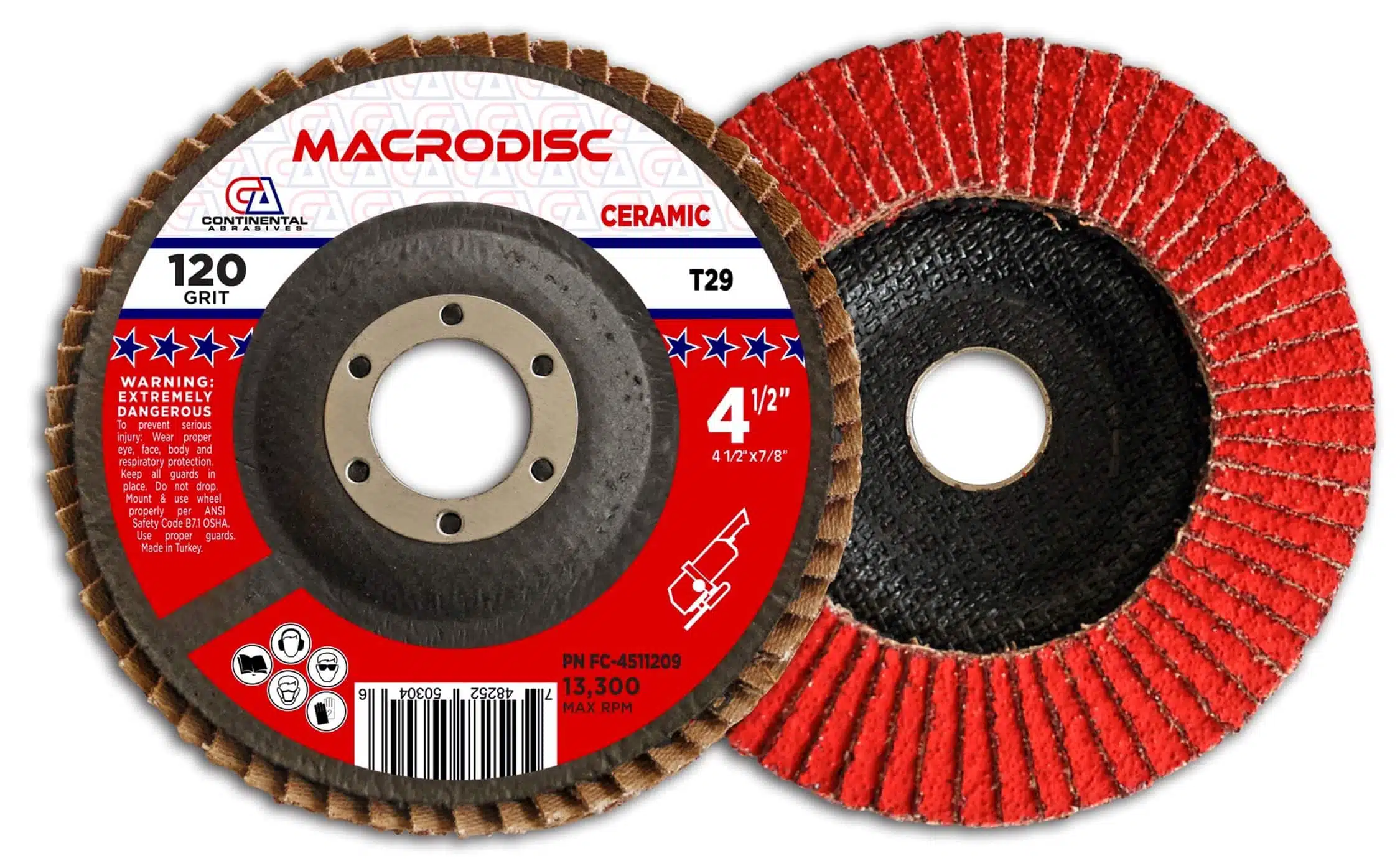 4 and a half CERAMIC T29 120 Grit Type 29 Center Hole Ceramic Standard Abrasive Flap Disc Grinding Wheel