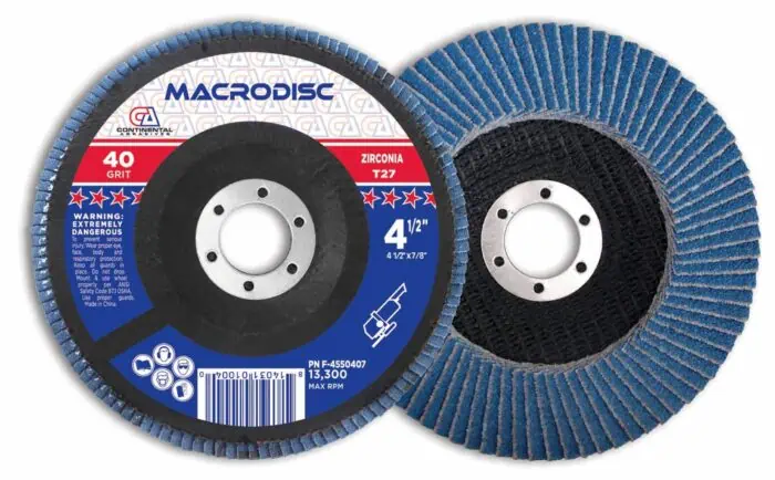 Aluminum oxide grinding wheel with 40 grit for metal grinding and polishing, featuring a blue abrasive surface and a central mounting hole, ideal for industrial and workshop use.