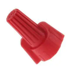 Red plastic knob or handle with textured grip, possibly for a machine or tool, used for manual operation or adjustment.