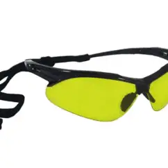 Protective sports eyewear with yellow tint for enhanced vision and safety during outdoor activities. Adjustable strap for a secure fit and impact resistance. Ideal for cycling, running, or sports safety gear.