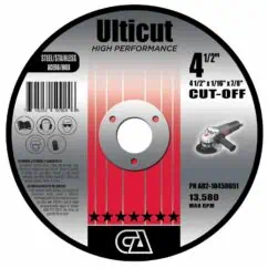 Tungsten carbide circular saw blade with high performance for cutting steel and stainless steel, 4 1/2 inch diameter, 1/2 inch arbor, optimized for durability and precision.