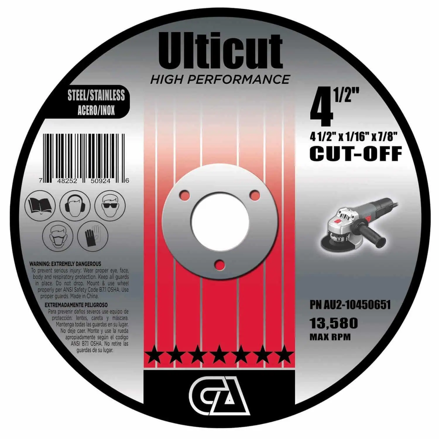 Tungsten carbide circular saw blade with high performance for cutting steel and stainless steel, 4 1/2 inch diameter, 1/2 inch arbor, optimized for durability and precision.