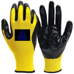 BLACK NITRILE COATED PALM YELLOW POLY GLOVES