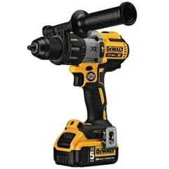 DeWalt cordless power drill with auxiliary handle, designed for heavy-duty construction and DIY projects, featuring a high-performance motor and 20V MAX battery for reliable performance.