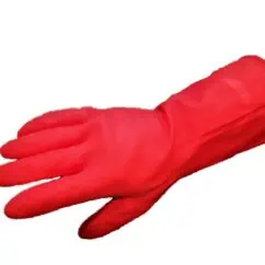 Red nitrile glove for medical or industrial use high grip and protection.