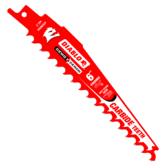 Red Diabolo chainsaw saw blade with branded logos and specifications, designed for cutting and pruning wood. Features durability and high performance for professional forestry and gardening tasks.