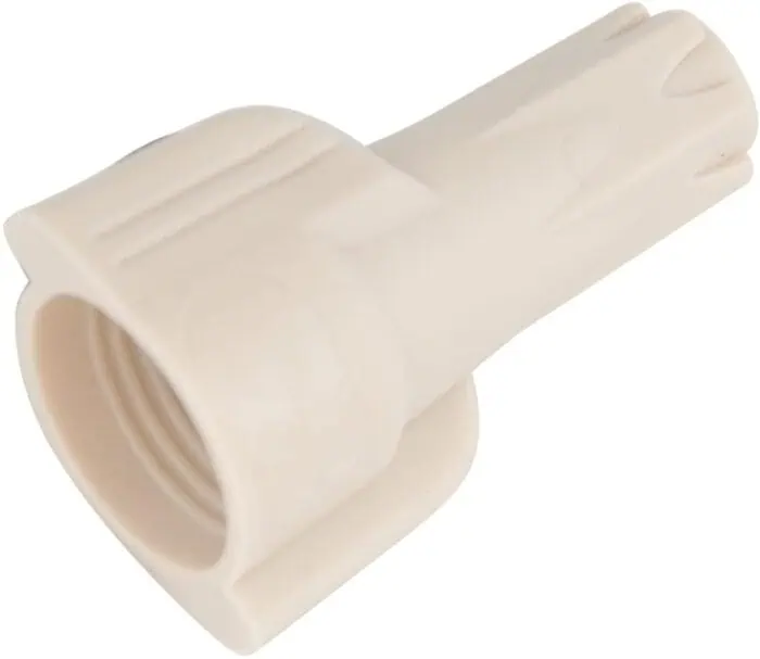 Plain white plastic electrical connector pipe fitting for wiring and cable management (NIS Tools).