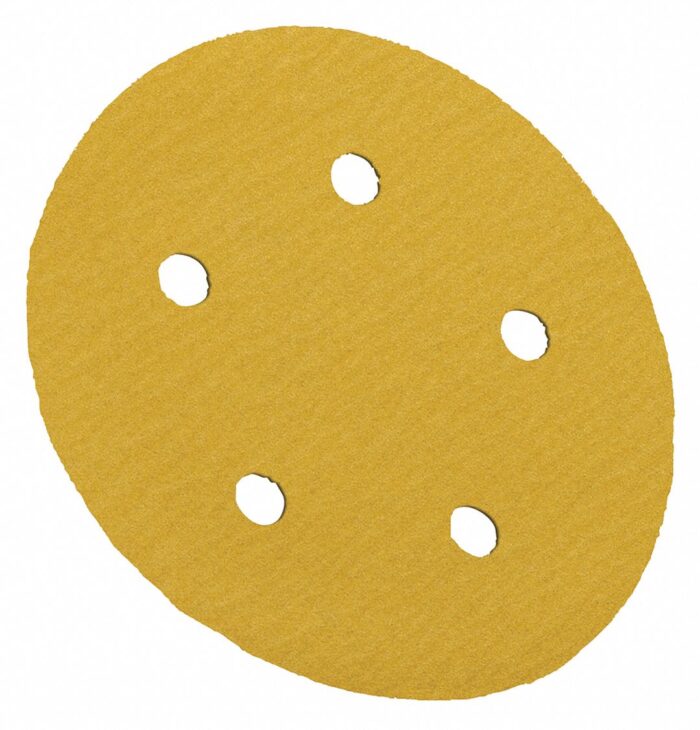 GOLD HOOK AND LOOP SANDING DISCS 5 HOLE