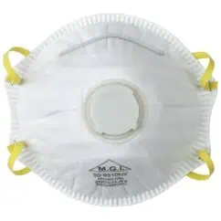 Half face N95 respirator mask with adjustable straps for respiratory protection and filtering airborne particles.
