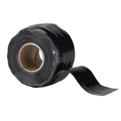 Black adhesive or insulation tape roll for industrial or electrical use.