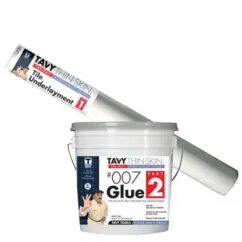 High-quality TAYV Thin-Skin Tile Underlayment and Glue kit for flooring installation, featuring premium adhesive and waterproofing for tile underlayment projects.