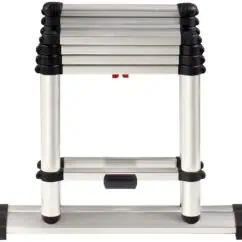 Portable aluminum step ladder with non-slip feet for safety, ideal for home improvement and maintenance tasks. Lightweight, durable, and easy to store, perfect for reaching high areas.