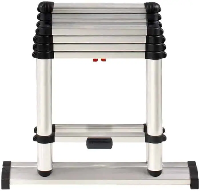 Portable aluminum step ladder with non-slip feet for safety, ideal for home improvement and maintenance tasks. Lightweight, durable, and easy to store, perfect for reaching high areas.