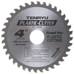 Precision cutting saw blade for plastic with 36 teeth and 20mm arbor, ideal for accurate and clean cuts in plastic materials. Suitable for various DIY and professional projects.