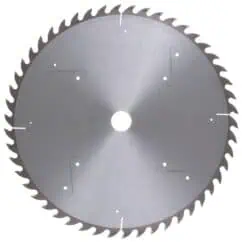 Grey circular saw blade with sharp teeth, ideal for industrial cutting, branded with TENAYU, used in woodworking and metalworking applications.