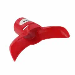 Emergency eye wash station with a red plastic cup and valve for immediate eye rinsing and safety.