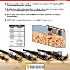 Wood Owl Overdrive fast boring bits for cordless drills, designed for extended battery life and clean cuts on hardwoods and steel, ideal for professional woodworking and drilling tasks.