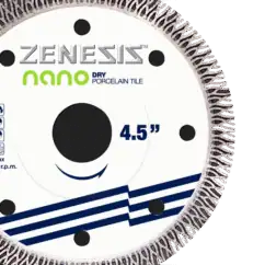 Nordic Nano Dry Porcelain Tile Blade suitable for cutting porcelain tiles, 4.5-inch diameter, engineered for precision, durability, and optimal performance in tile cutting applications.