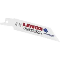 Enhanced blade for cutting metal, featuring Lenox Thin Metal Power Blast technology for professional use. Suitable for metalworking, drywall, and remodeling projects.