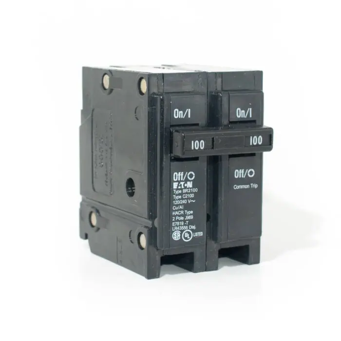 Surface-mounted circuit breaker with industrial safety features for electrical panels and equipment.