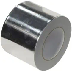 Highly reflective metallic tape roll, ideal for industrial, electrical, or crafting applications, offering durability and strong adhesion for various surfaces.