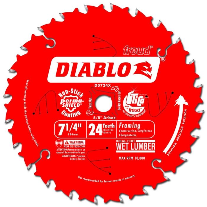 FREUD DIABLO 7-1/4” CARBIDE TIPPED SAW BLADE