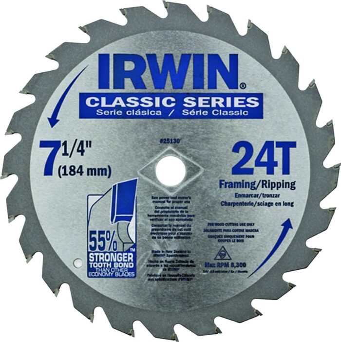 IRWIN CLASSIC 7-1/4” 24 TOOTH CARBIDE TIPPED SAW BLADE