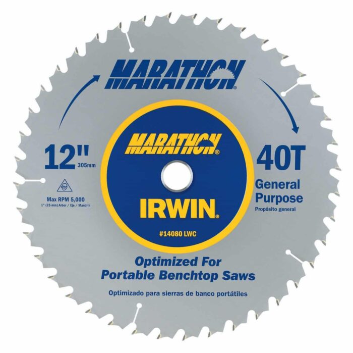 IRWIN MARATHON 12” 40 TOOTH CARBIDE TIPPED SAW BLADE