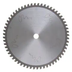 High-speed circular saw blade with sharp teeth, designed for cutting non-ferrous metals, featuring brand markings and technical specifications engraved on the surface.