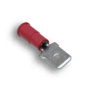 Red electrical test probe with metal clip for circuit testing and diagnostics.