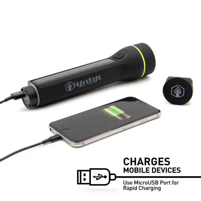 NIS Tools portable hybrid light used for charging mobile devices via MicroUSB port.