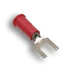 Red insulated fuse puller tool with metal fork tips for electrical safety and quick fuse removal.