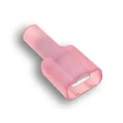 Pink automotive fuse connector for electrical circuit protection, featuring a compact design and easy installation, ideal for vehicle and electronic applications.