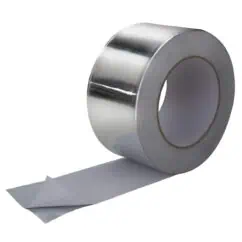 Thermal transfer tape roll for industrial applications, featuring a metallic finish and adhesive backing, used in manufacturing and electronics for secure bonding and labeling.