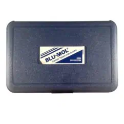 Blue-Mol Carbide Tipped Hole Saw Kit case for industrial cutting tools, precision aluminum and metalworking saw blades, durable hard plastic storage container for professional use.